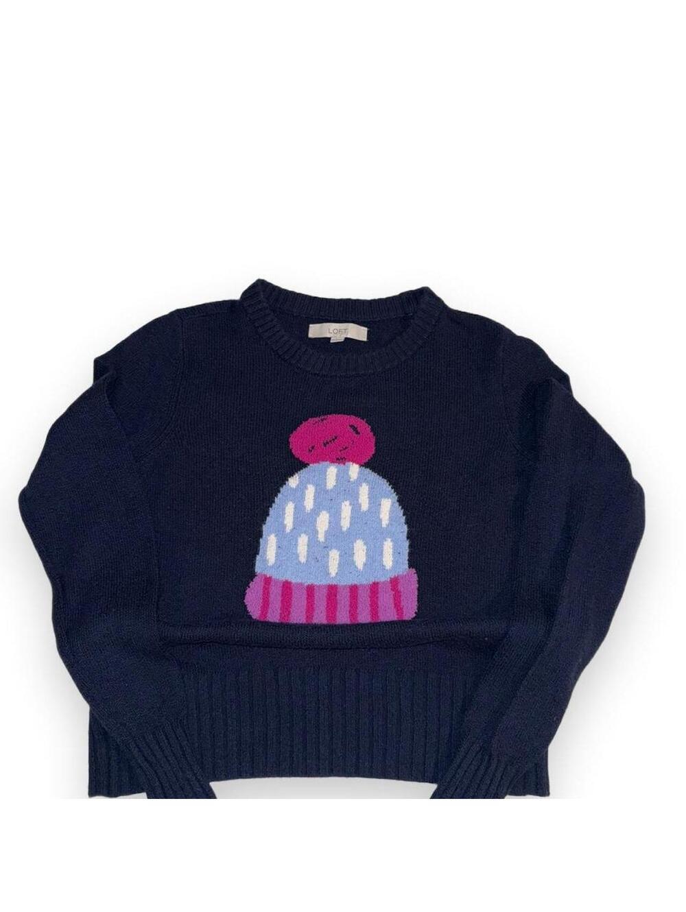 Loft Women's Navy and Blue sweater